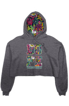 Load image into Gallery viewer, Maua Premium Crop Fleece Hoodie With Flower Liner - Heather Grey
